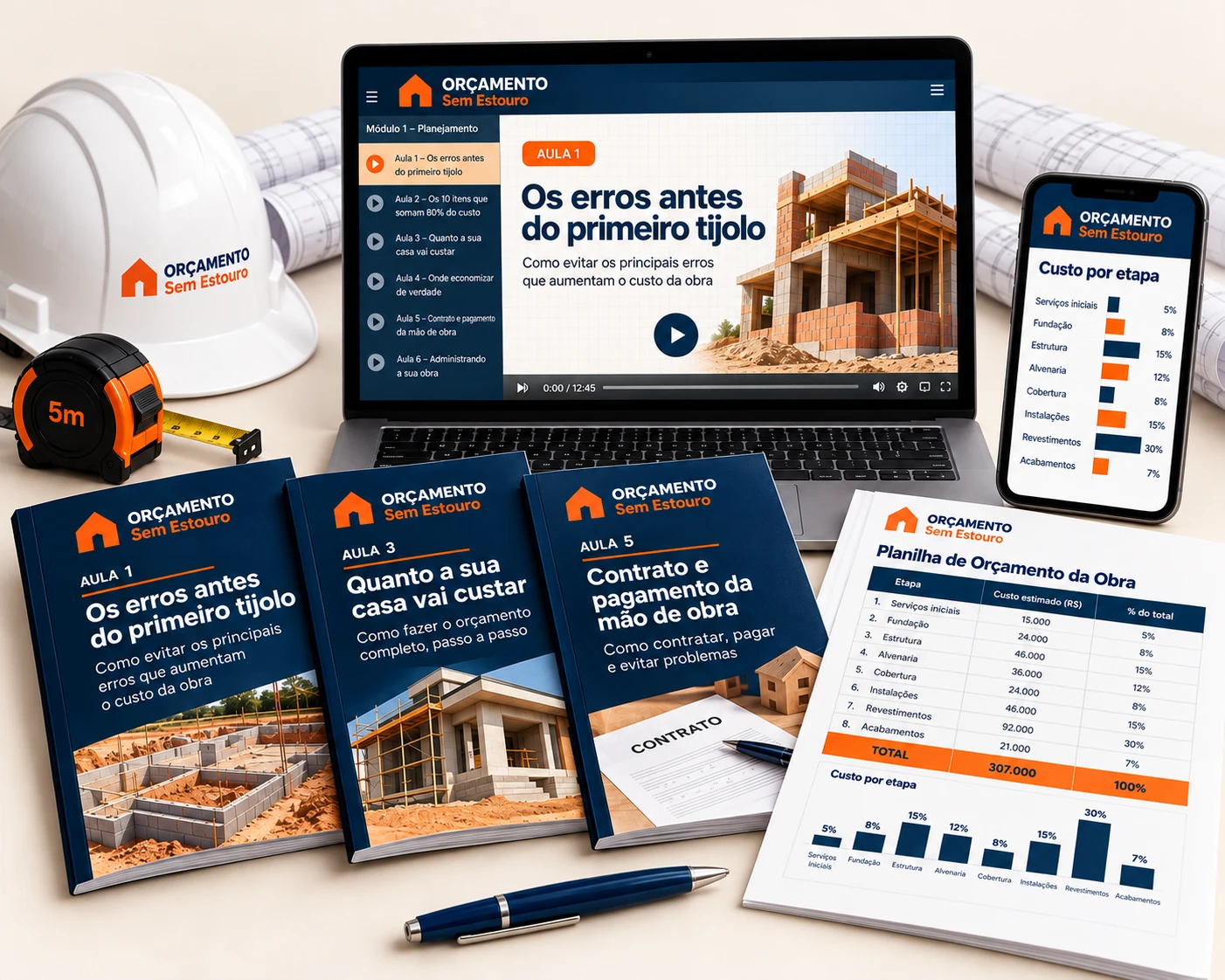 Curso ORÇAMENTO Sem Estouro em notebook, celular e apostilas impressas