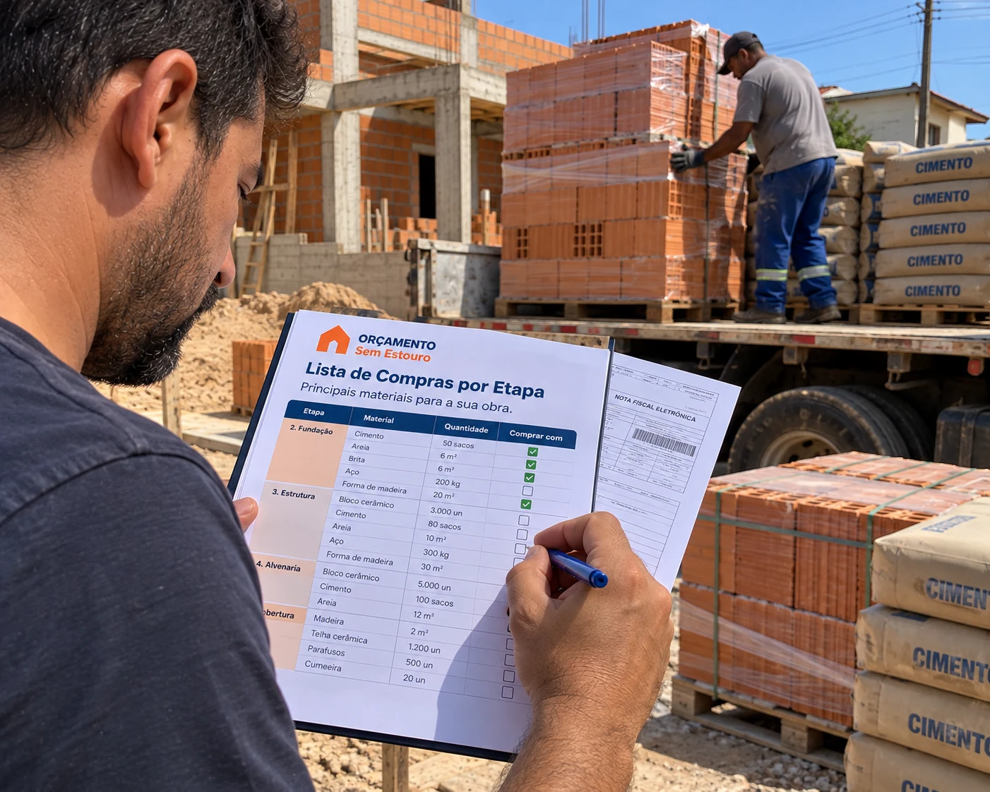 O curso ORÇAMENTO Sem Estouro em uso na obra